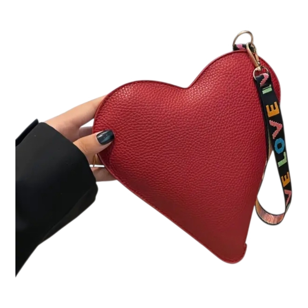 Red Heart Wristlet Clutch - Fashionable Women Bag - Picture 3 of 4